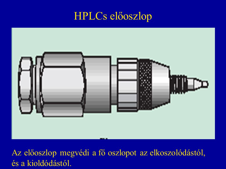 HPLCs előoszlop Az előoszlop megvédi a fő oszlopot az elkoszolódástól,