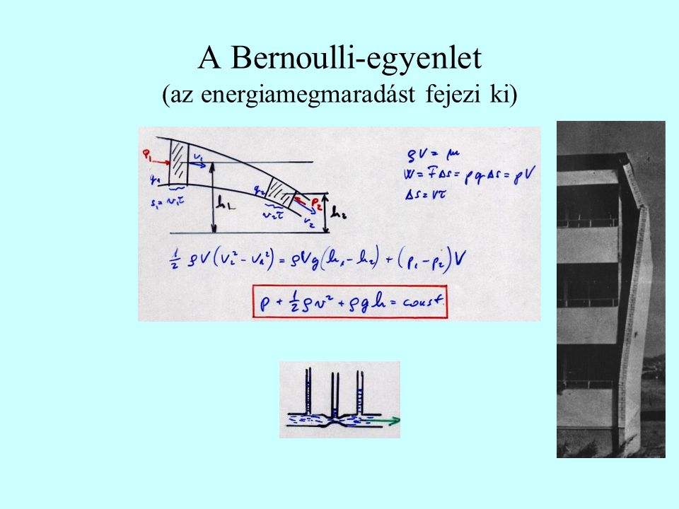 A Bernoulli-egyenlet (az energiamegmaradást fejezi ki)