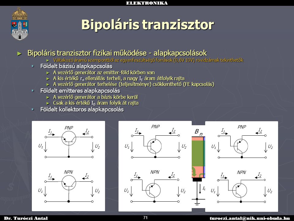 Bipoláris tranzisztor alapkapcsolásai