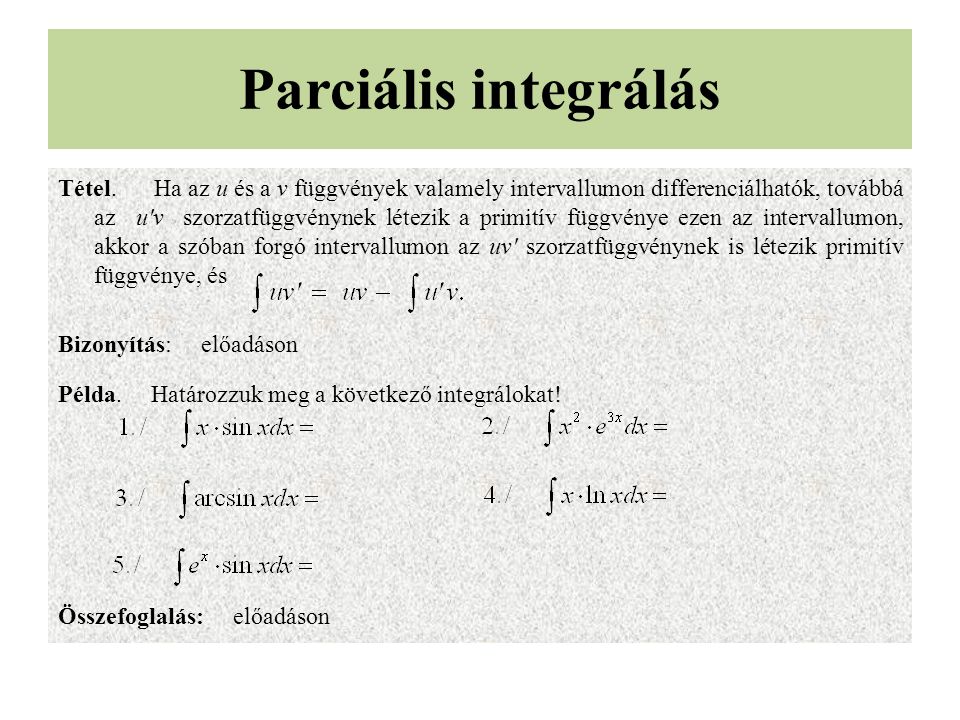 Parciális integrálás