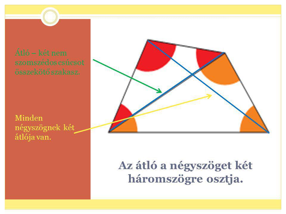 Az átló a négyszöget két háromszögre osztja.