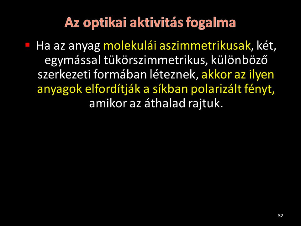 Az optikai aktivitás fogalma