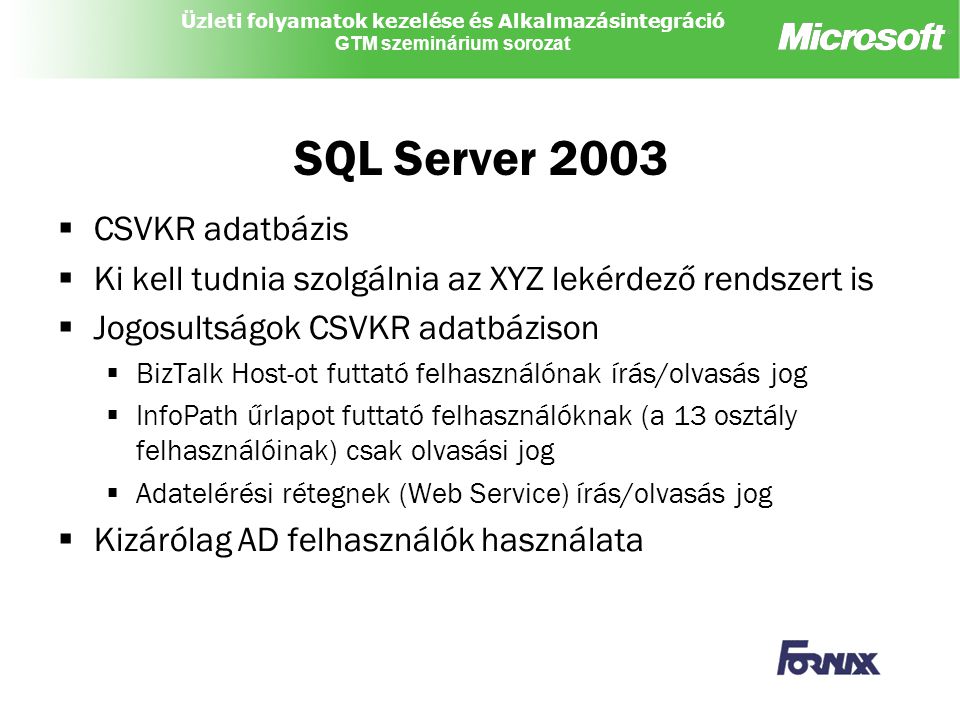 SQL Server 2003 CSVKR adatbázis