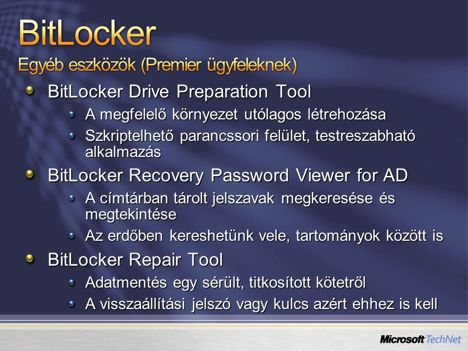 BitLocker Egyéb eszközök (Premier ügyfeleknek)