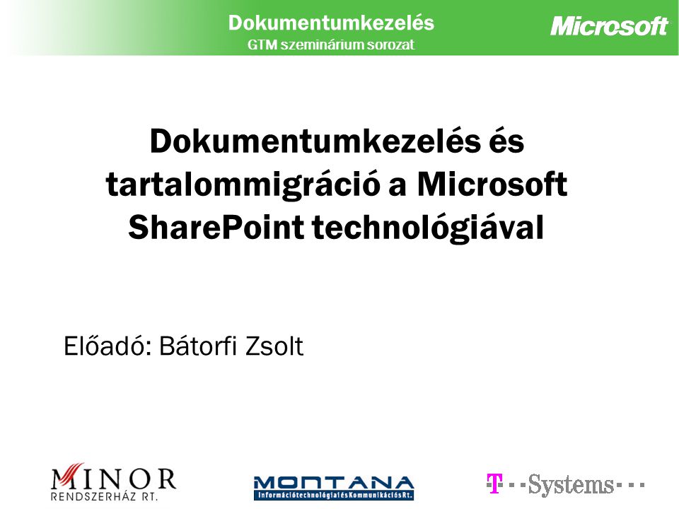 Dokumentumkezelés és tartalommigráció a Microsoft SharePoint technológiával