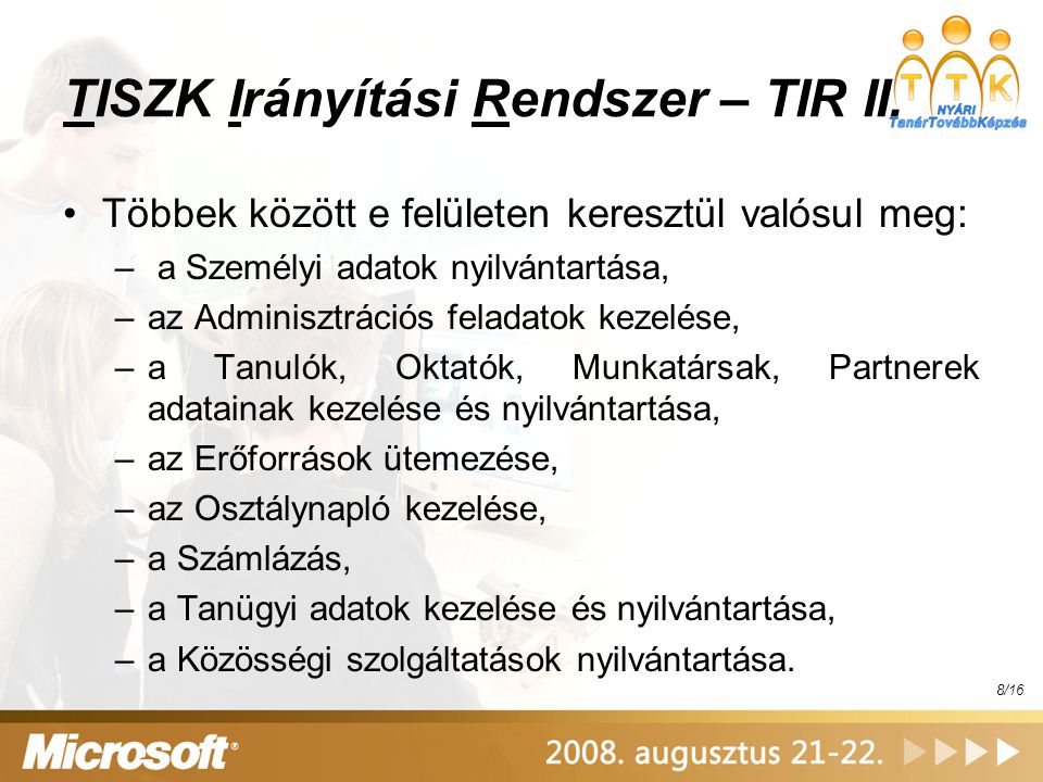 TISZK Irányítási Rendszer – TIR II.