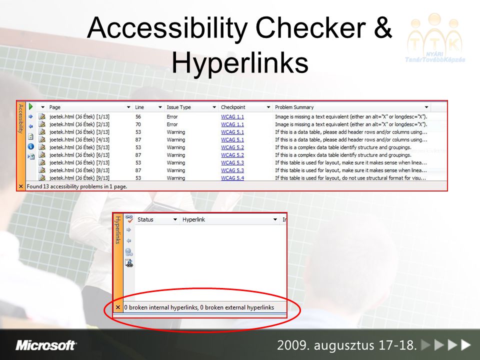 Accessibility Checker & Hyperlinks