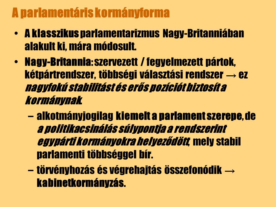 A parlamentáris kormányforma