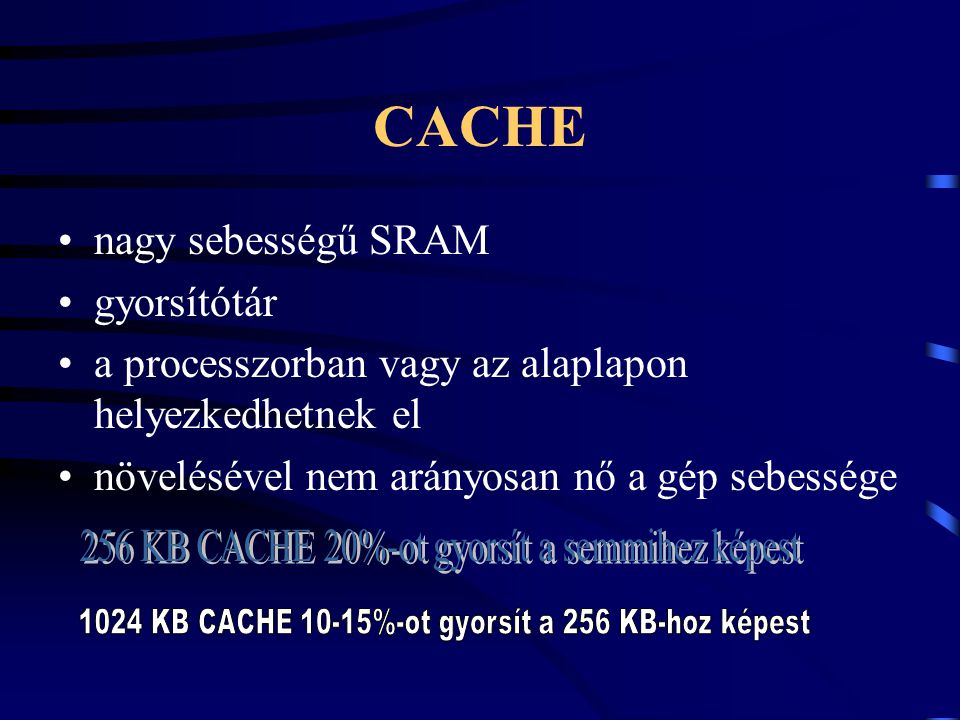 CACHE nagy sebességű SRAM gyorsítótár