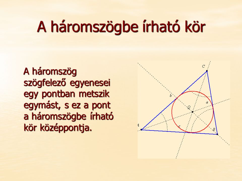 A háromszögbe írható kör