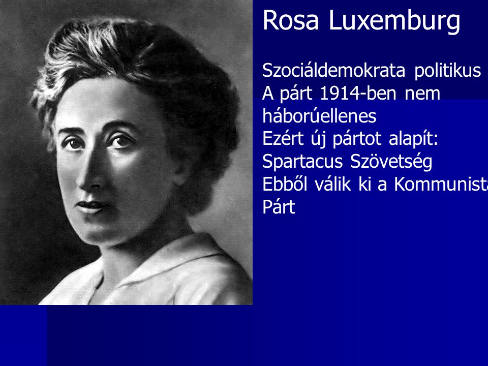 Rosa Luxemburg Szociáldemokrata politikus A párt 1914-ben nem