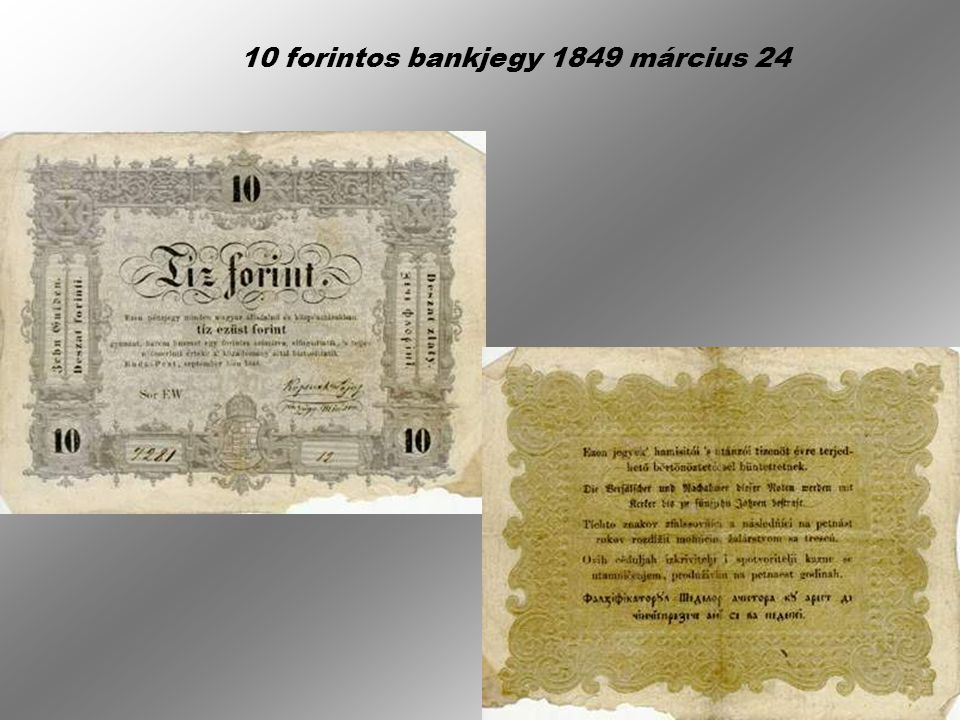10 forintos bankjegy 1849 március 24