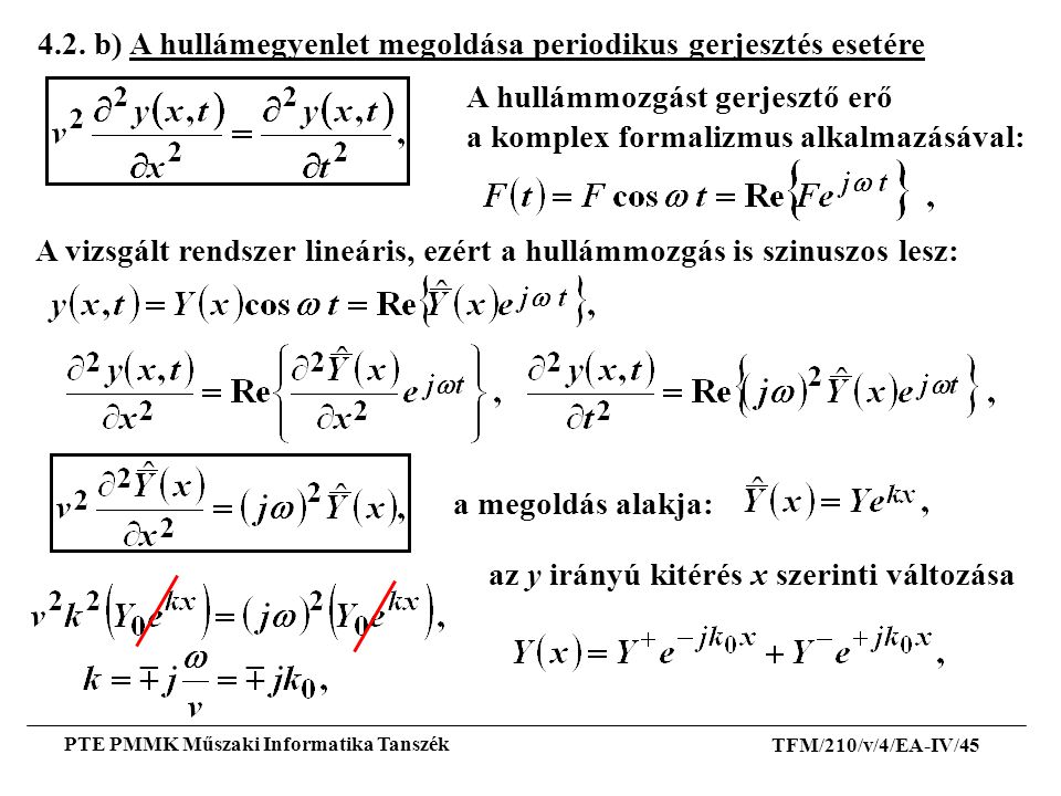 4.2. b) A hullámegyenlet megoldása periodikus gerjesztés esetére