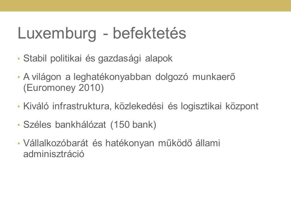 Luxemburg - befektetés