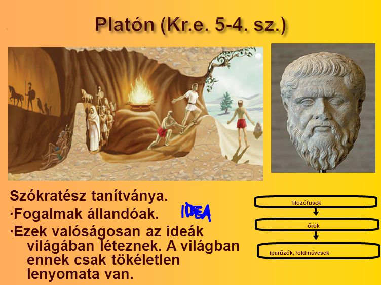 Platón (Kr.e sz.) Szókratész tanítványa. ·Fogalmak állandóak.