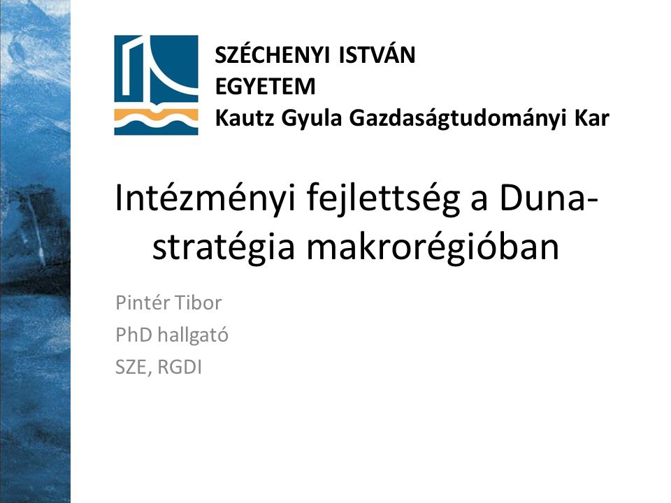 Intézményi fejlettség a Duna-stratégia makrorégióban