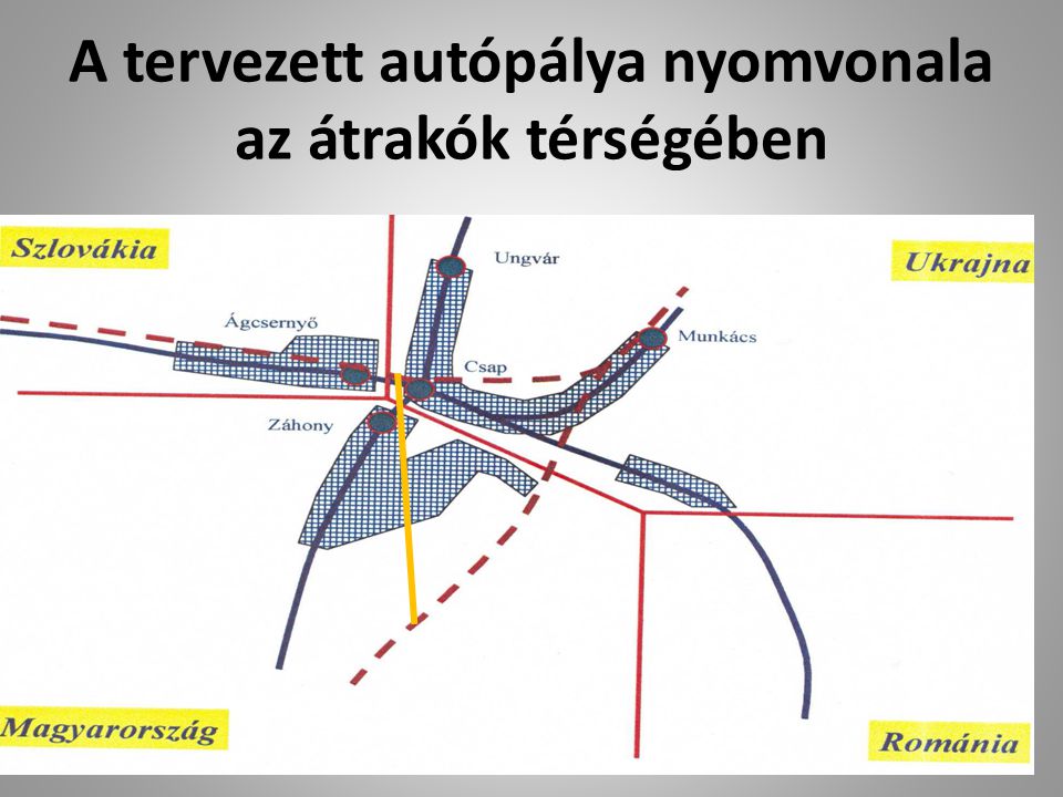 A tervezett autópálya nyomvonala az átrakók térségében