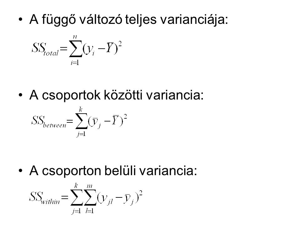 A függő változó teljes varianciája: