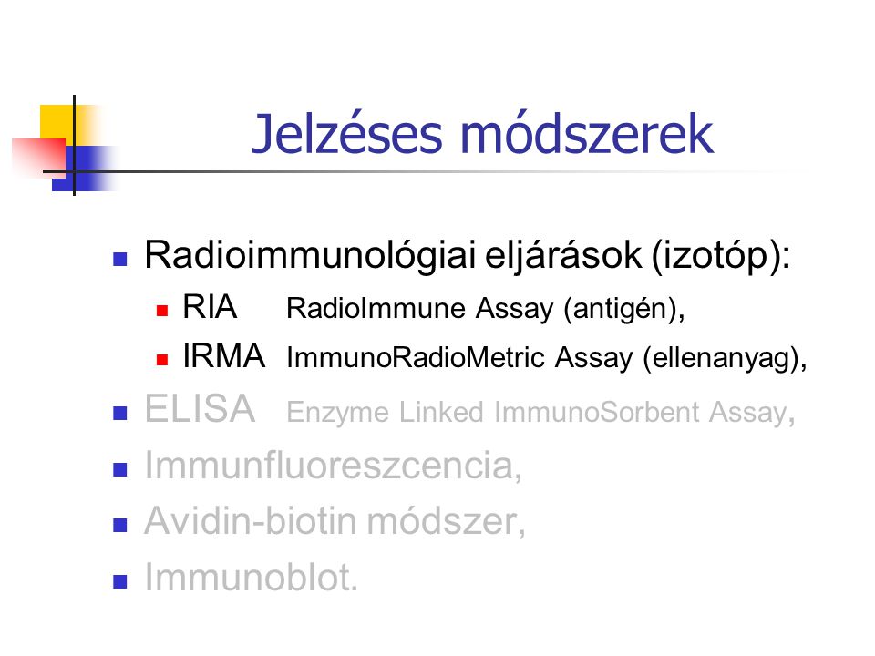 Jelzéses módszerek Radioimmunológiai eljárások (izotóp):