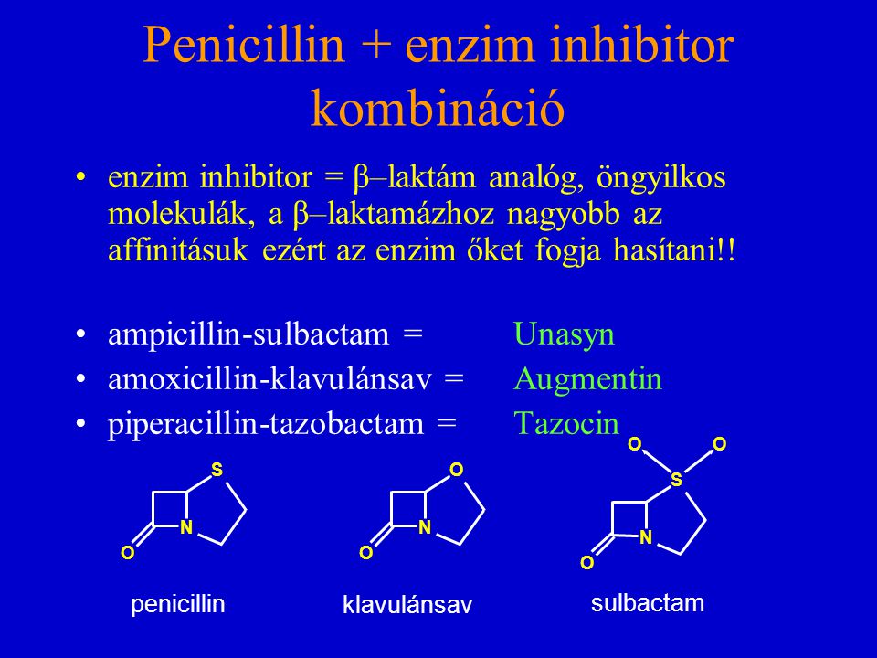 Penicillin + enzim inhibitor kombináció