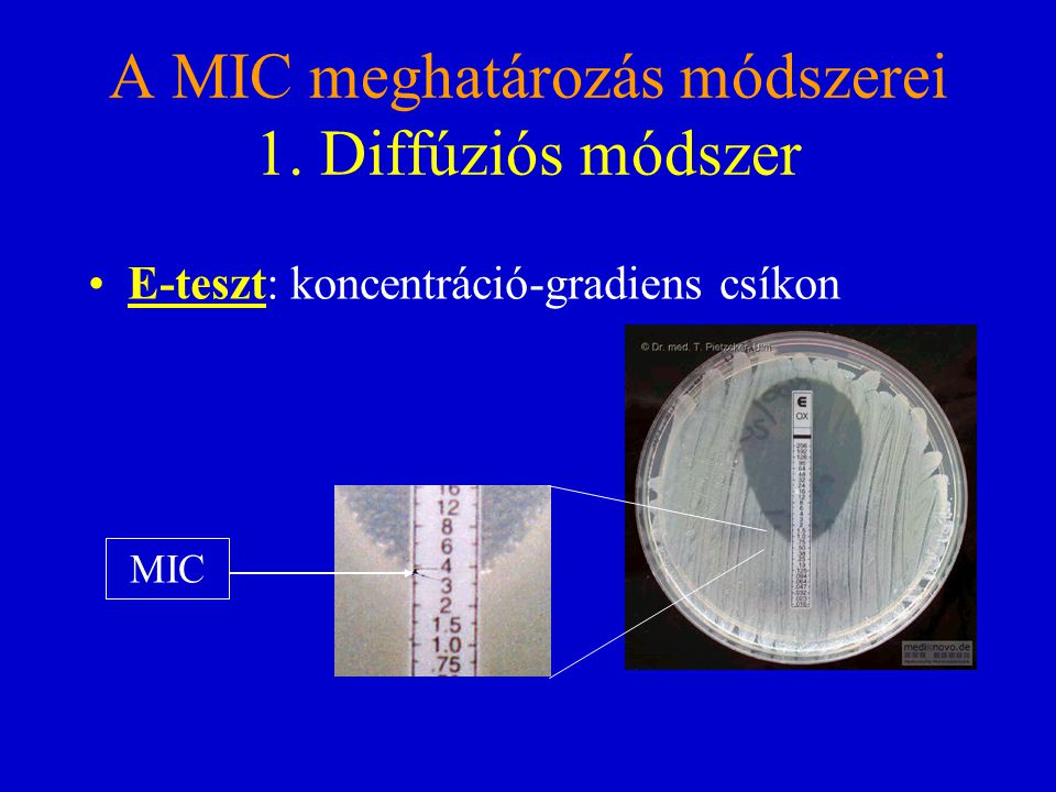 A MIC meghatározás módszerei 1. Diffúziós módszer