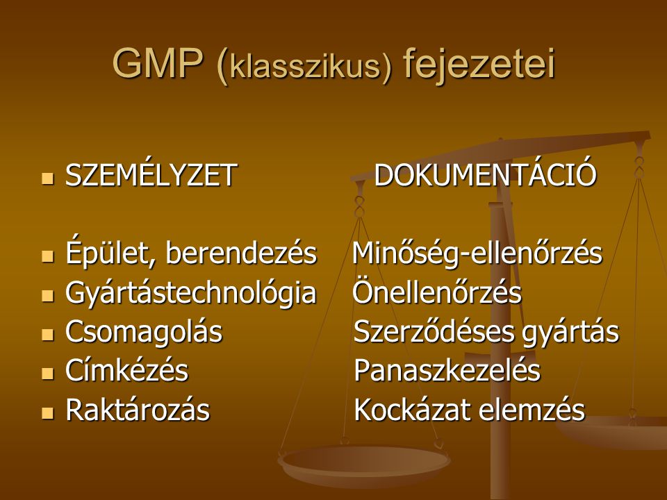GMP (klasszikus) fejezetei