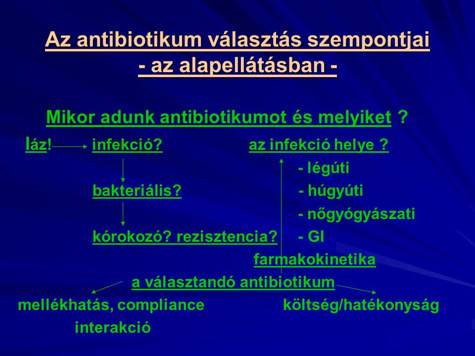 Antibiotikumok kezelési diagramjai a prosztatitis