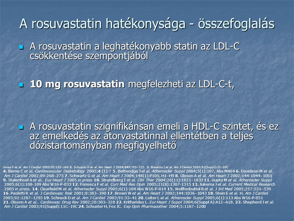 A rosuvastatin hatékonysága - összefoglalás