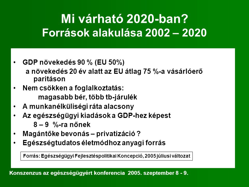 Mi várható 2020-ban Források alakulása 2002 – 2020