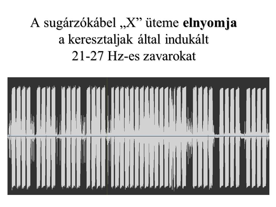 A sugárzókábel „X üteme elnyomja a keresztaljak által indukált Hz-es zavarokat