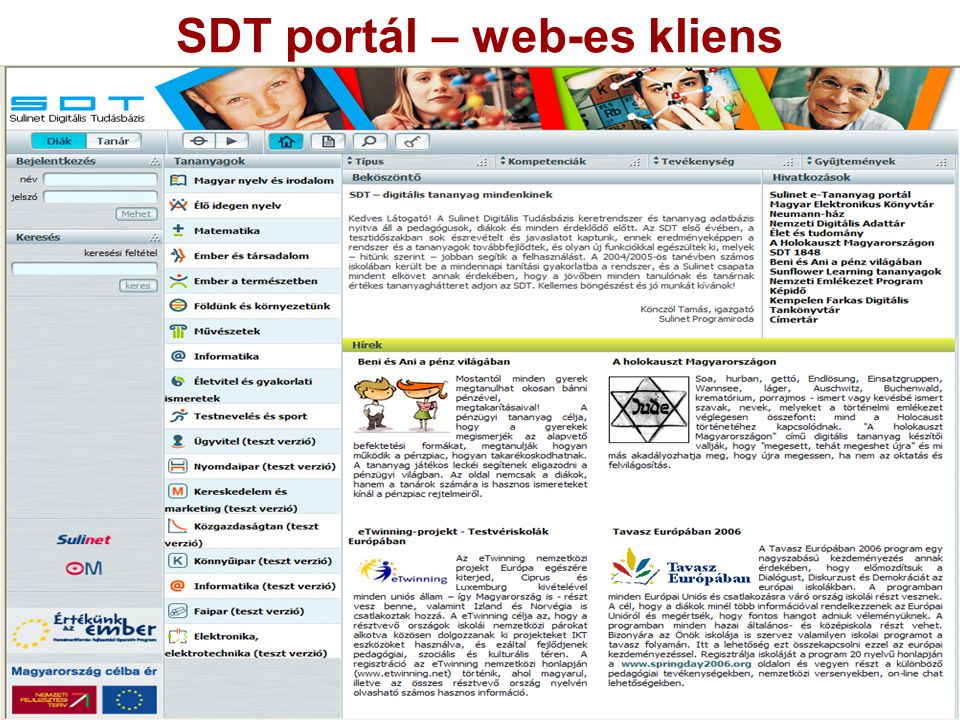 SDT portál – web-es kliens