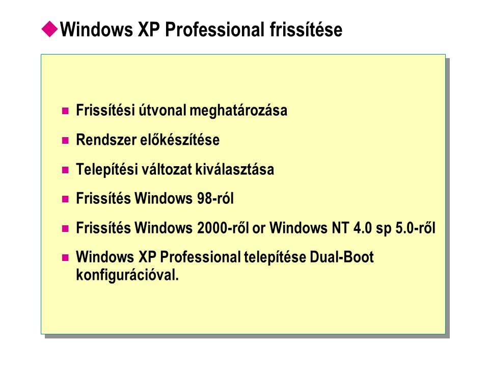 Windows XP Professional frissítése
