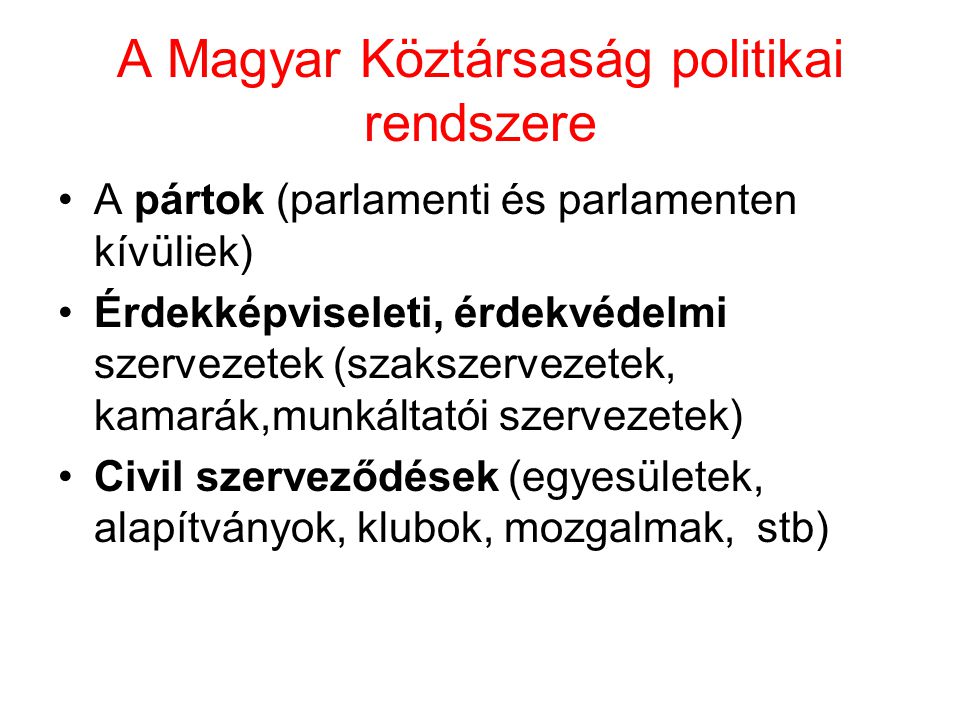 A Magyar Köztársaság politikai rendszere