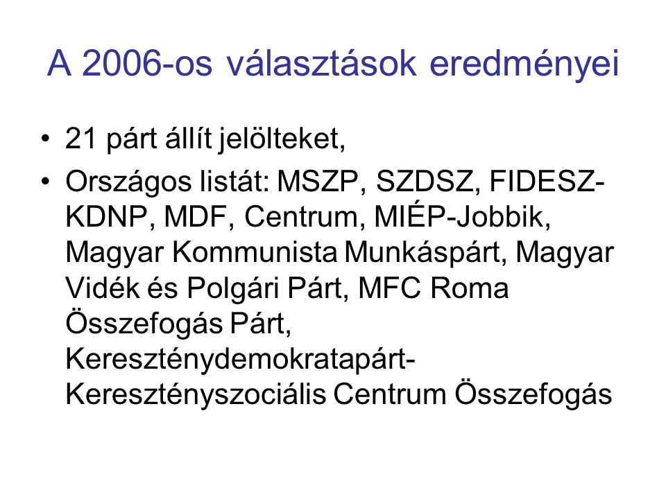 A 2006-os választások eredményei