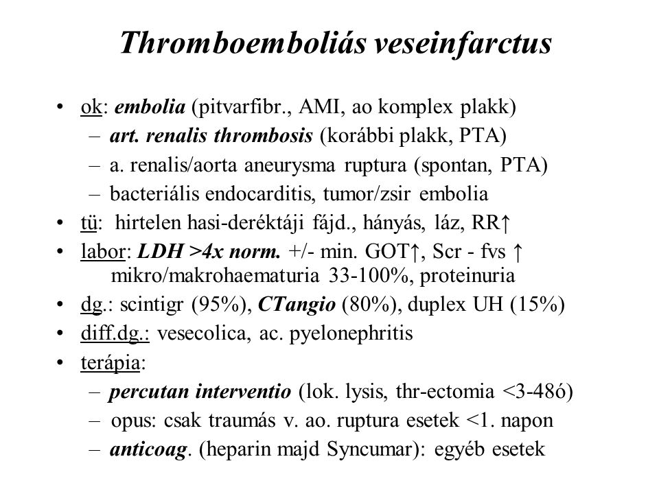 Thromboemboliás veseinfarctus