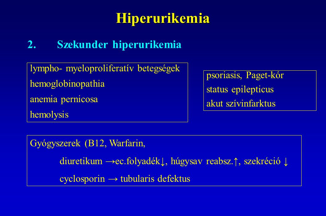Hiperurikemia 2. Szekunder hiperurikemia