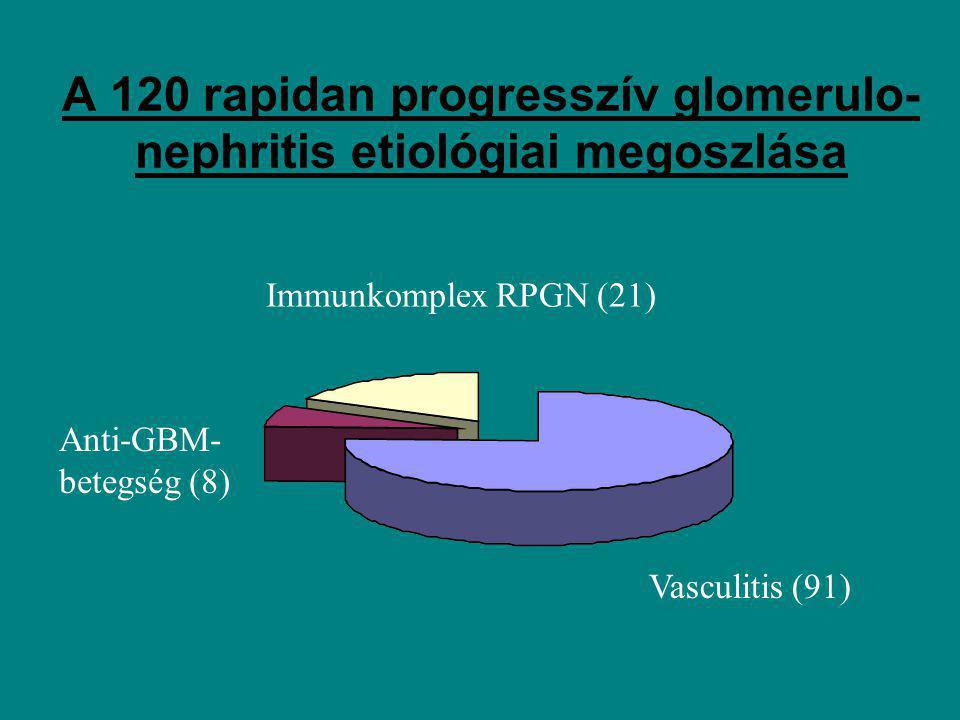 A 120 rapidan progresszív glomerulo- nephritis etiológiai megoszlása