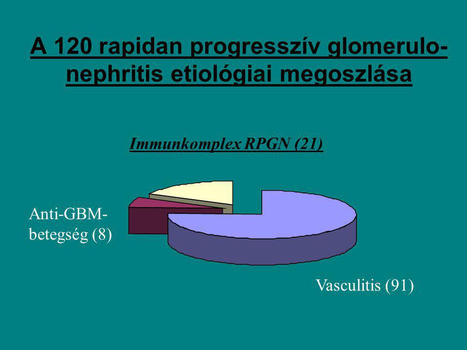 A 120 rapidan progresszív glomerulo- nephritis etiológiai megoszlása
