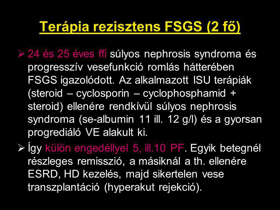 Terápia rezisztens FSGS (2 fő)