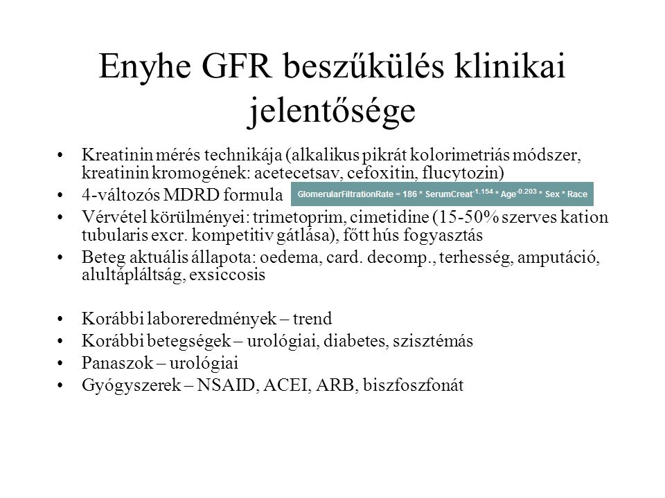 Enyhe GFR beszűkülés klinikai jelentősége