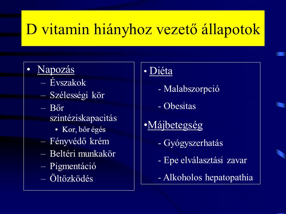 D vitamin hiányhoz vezető állapotok