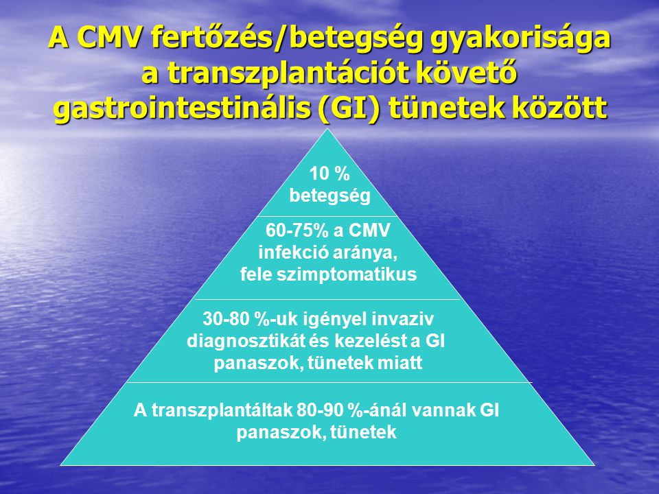 A CMV fertőzés/betegség gyakorisága a transzplantációt követő gastrointestinális (GI) tünetek között