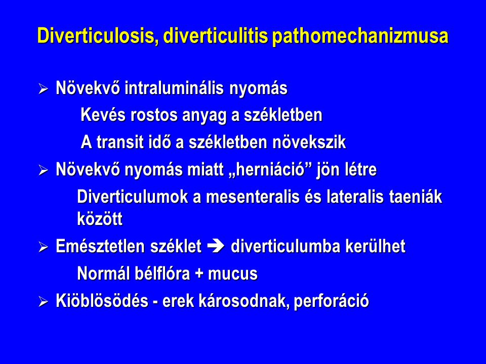 Diverticulosis, diverticulitis pathomechanizmusa
