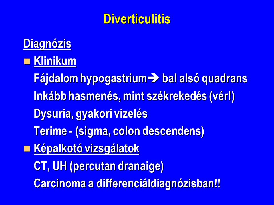 Diverticulitis Diagnózis Klinikum