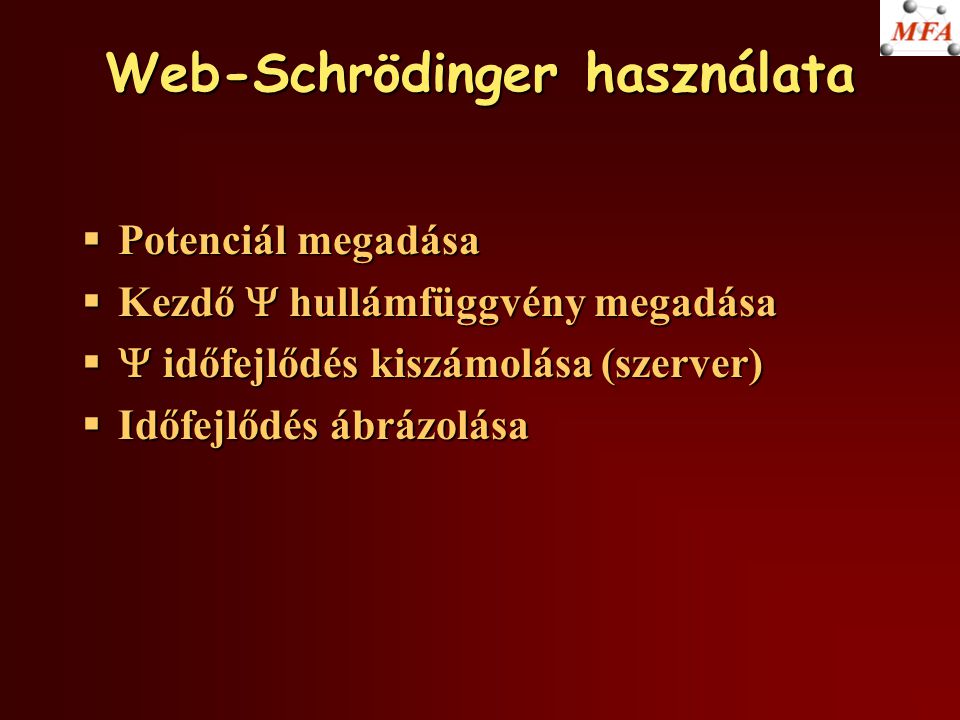 Web-Schrödinger használata