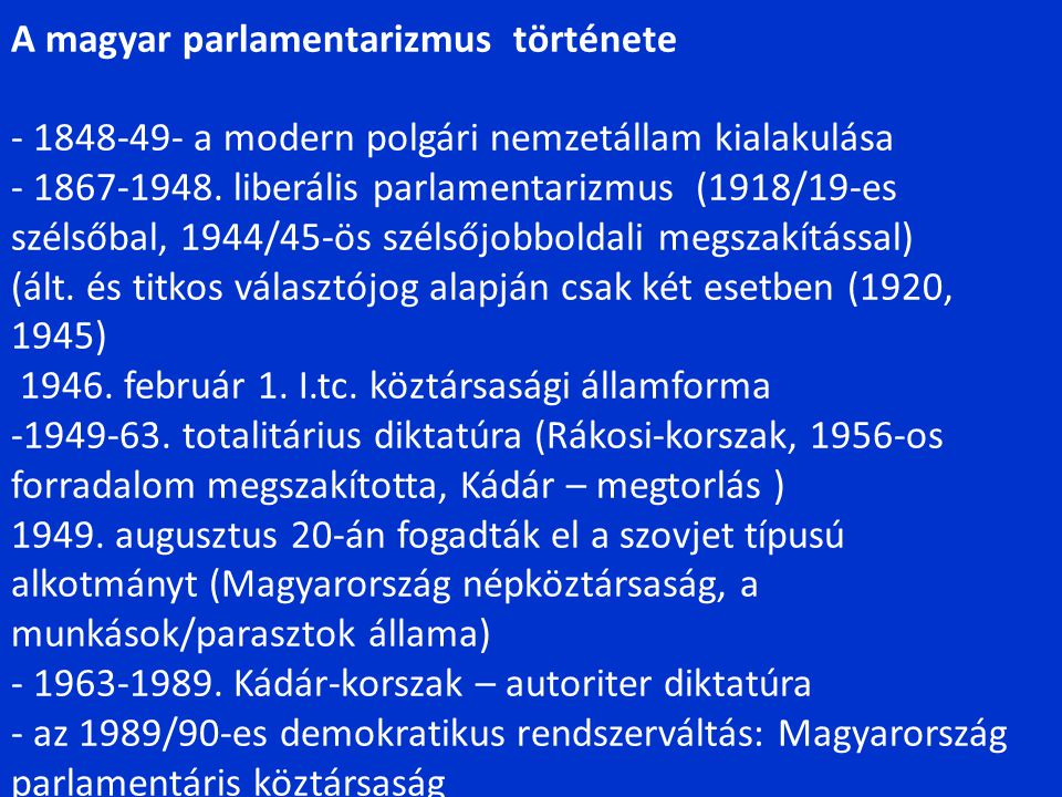 A magyar parlamentarizmus története a modern polgári nemzetállam kialakulása