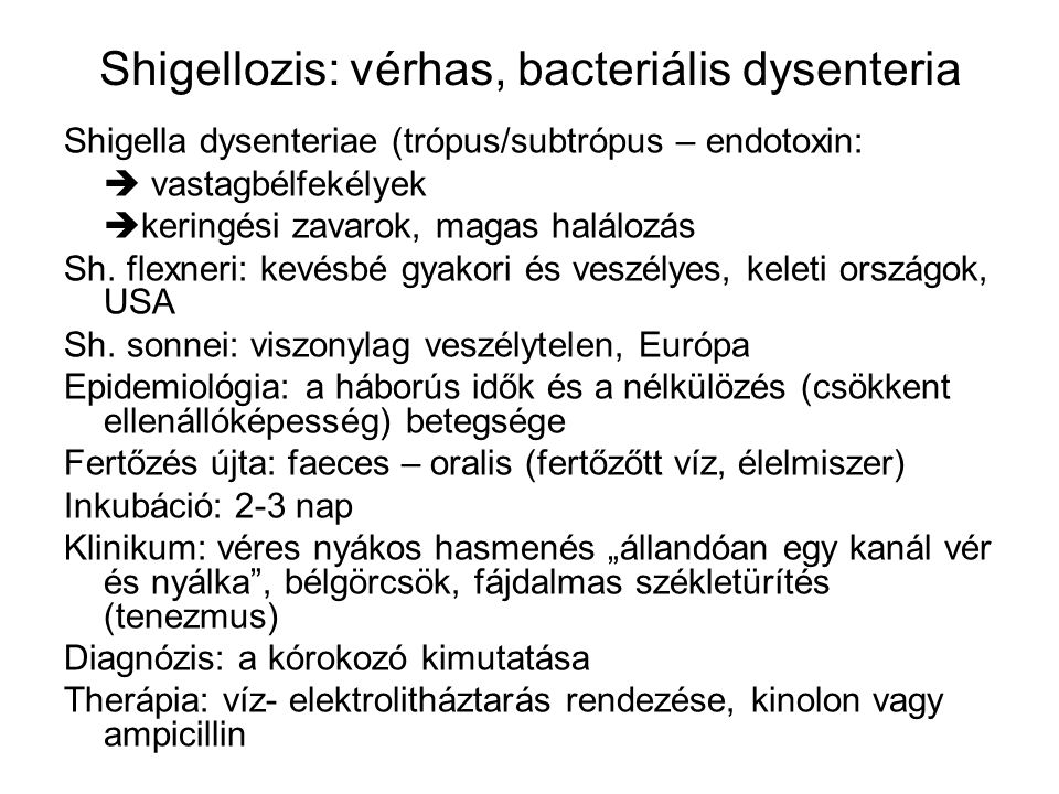 Shigellozis: vérhas, bacteriális dysenteria