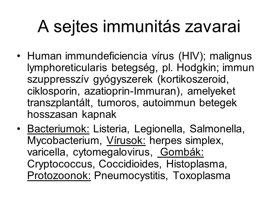 A sejtes immunitás zavarai