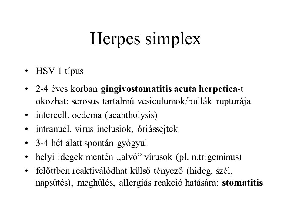 Herpes simplex HSV 1 típus