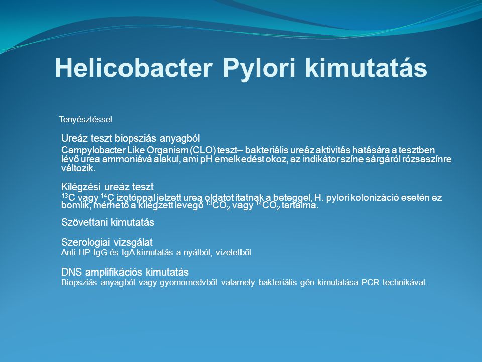 Helicobacter Pylori kimutatás